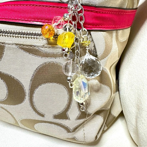 Glass Beaded Tassel Handbag Purse Accessory Dangle Charm Key Chain Handmade - Picture 4 of 16